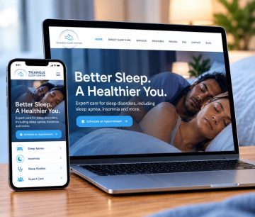Triangle Sleep Center healthcare website design displayed on laptop and phone